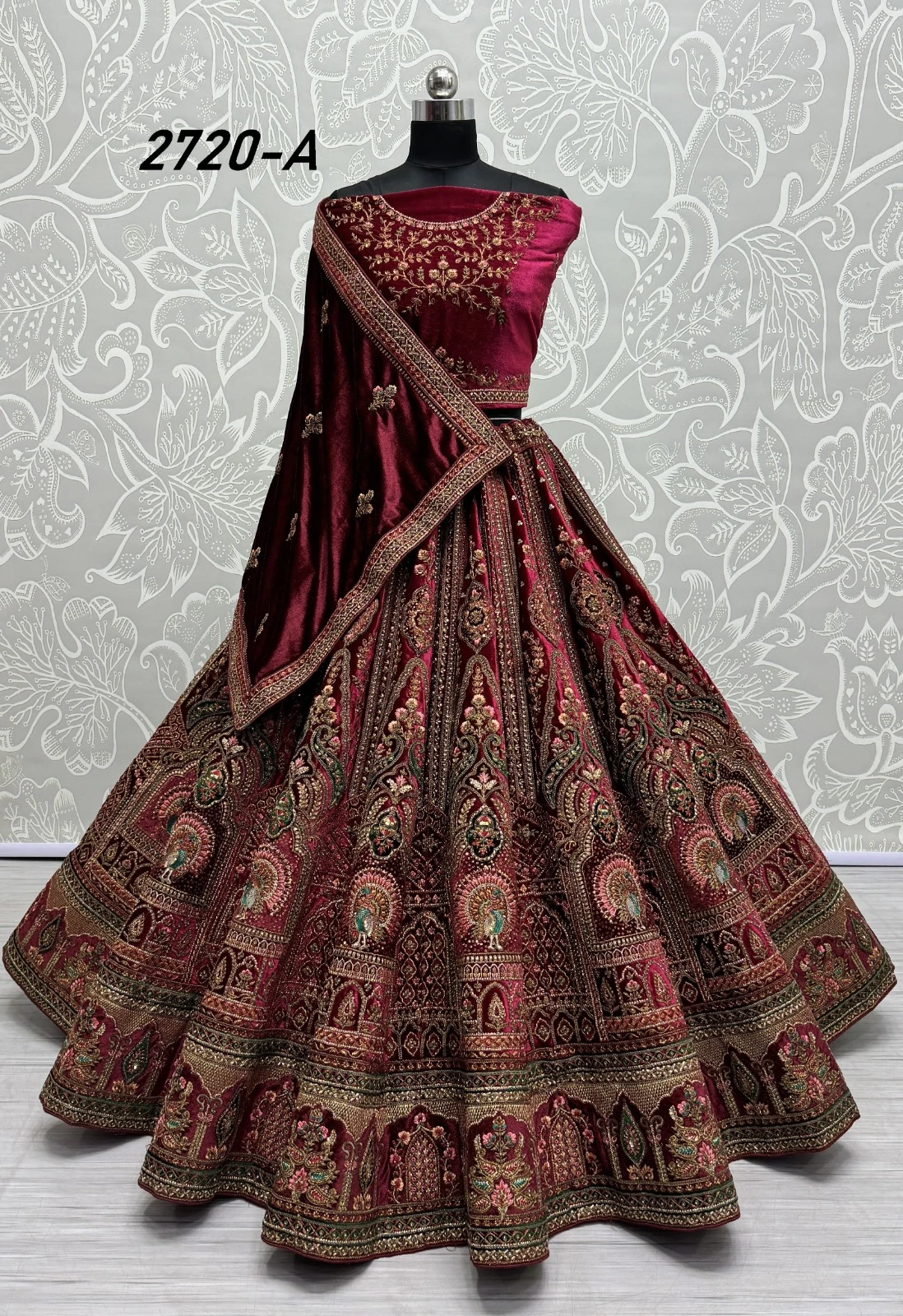 Anjani Art 2720A &amp; 2720B Velvet Wholesale Lehenga Catalog — Wholesale Lehenga, MPA wholesale from Surat — view 11